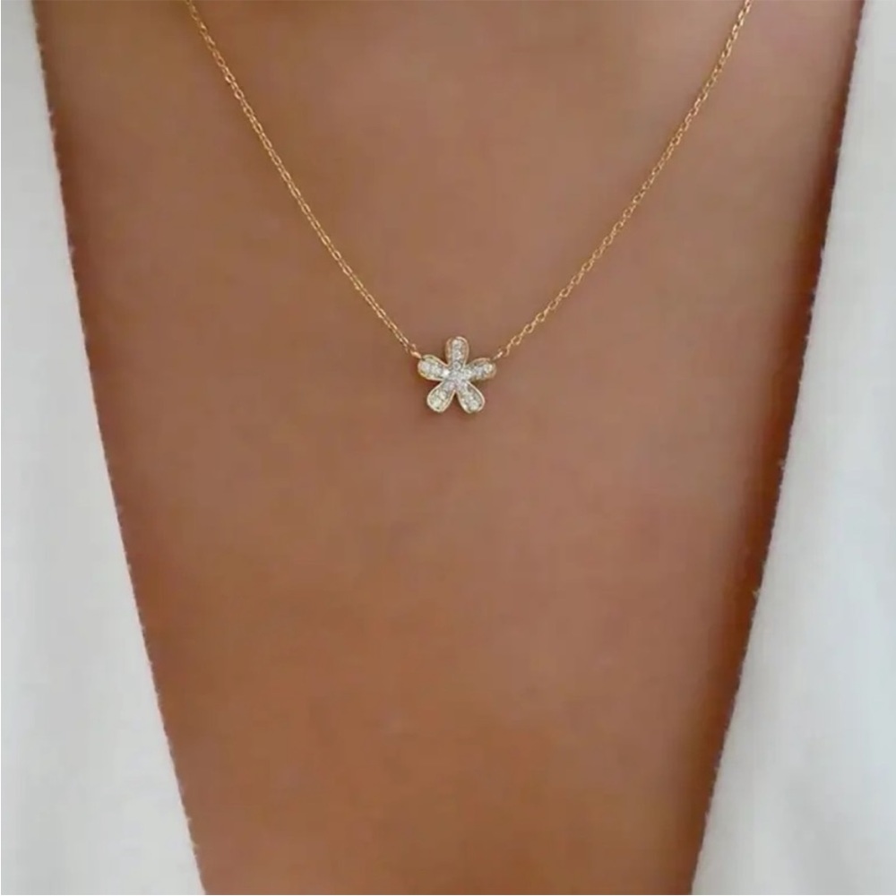 Gold Filled Star Floral CZ Necklace